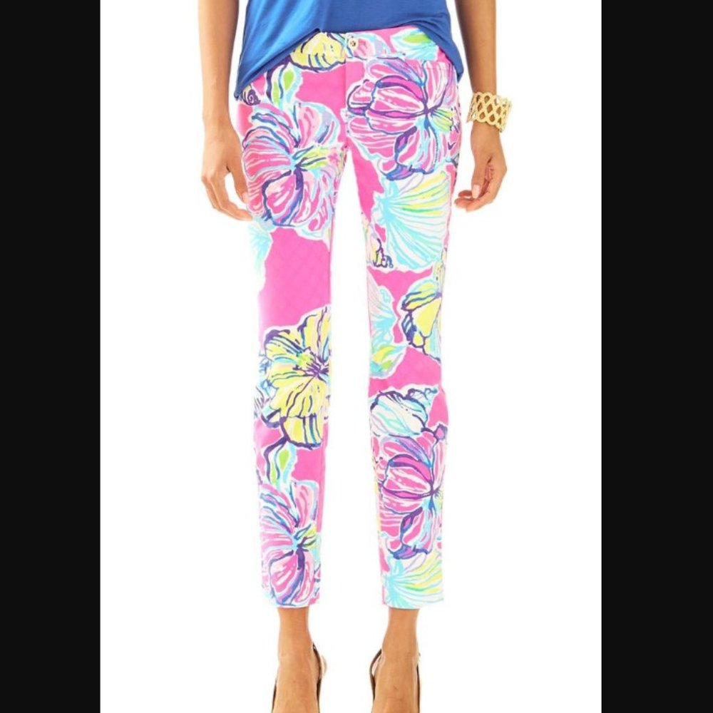 Lilly Pulitzer Kelly Skinny Ankle Pant in Swept By The Tides Size 8